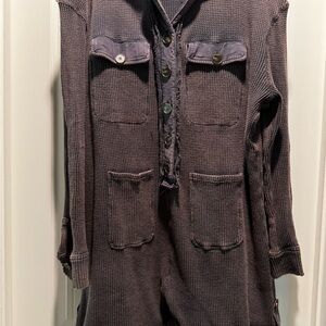 Brown/Black Button-Up Jumpsuit